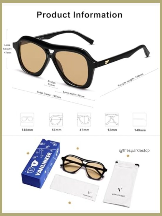 Retro 70s Square Aviator Polarized Sunglasses with Double Bridge Frame